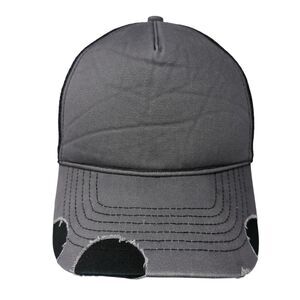 Ha Snapback Trucker Hat Gray One Size Adjustable Mesh Back Distressed Blank